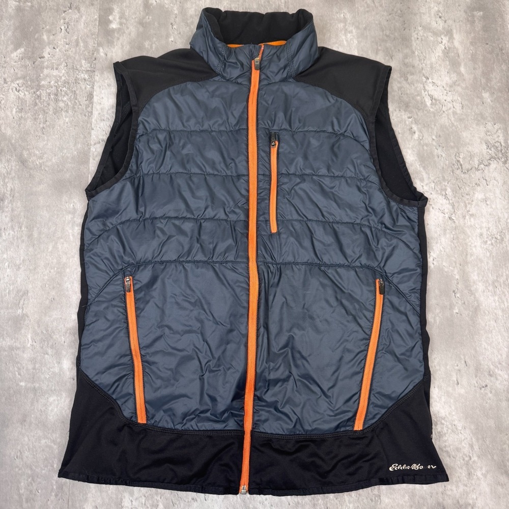 Eddie Bauer Primaloft ID Puffer Vest Mens Medium Gray Ski Business Granola Hike